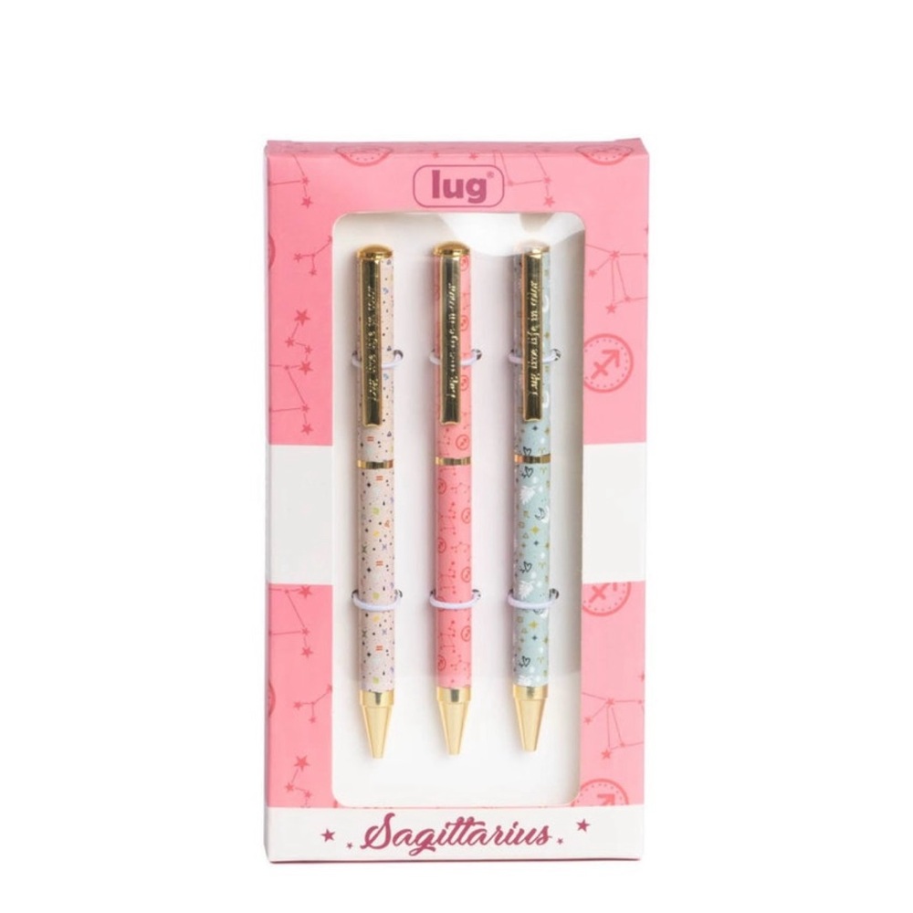 Lug Sagittarius Pen Trio - Pink, Light Blue, Gold 3pack SET New in Box